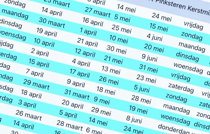 Wanneer is het Oudjaar Nieuwjaar Carnaval Goede Vrijdag Pasen Hemelvaart Pinksteren