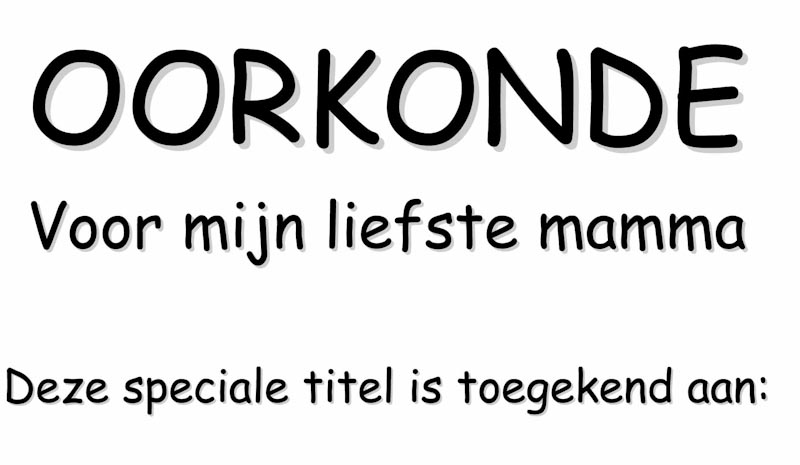 Moederdag oorkonde